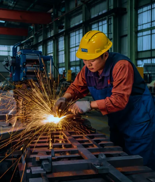 Spectacle Blinds - a worker using grinding tool on a metal structure