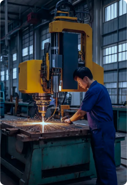 CNC Precision Engineering a worker operates a large machine